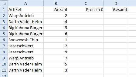 Wverweis Verkaufstabelle