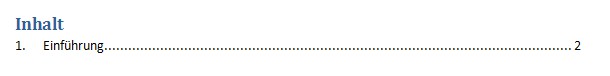 Word Inhaltsverzeichnis mit Eintrag