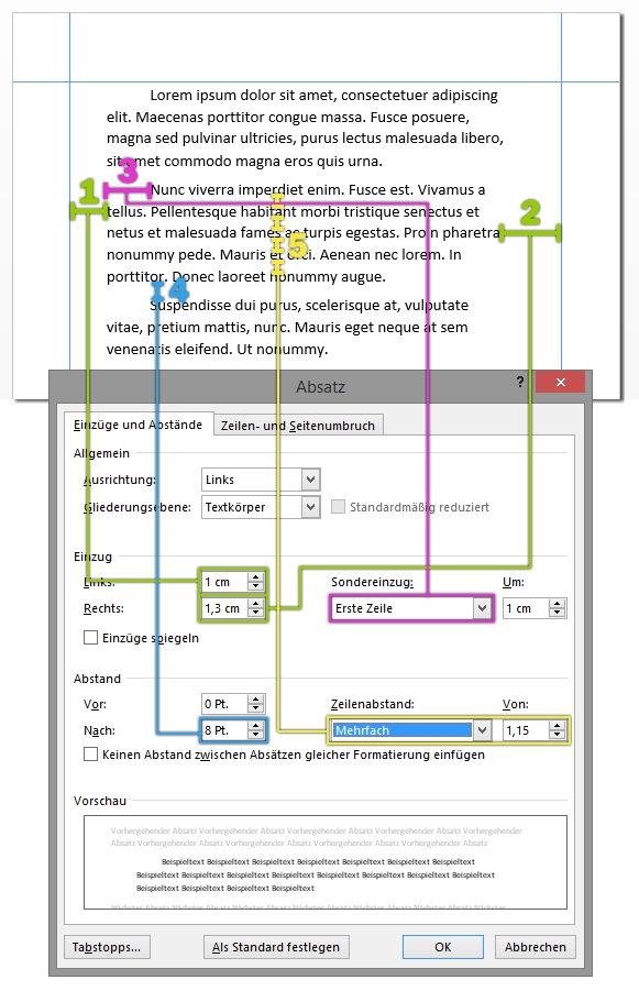 Word Zeilenabstand - Absatzformatierungen