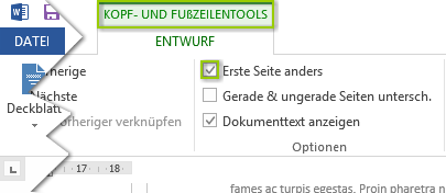 Word-Seitenzahlen ab Seite 2 mit 1 - Erste Seite