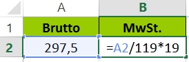 Excel Prozent Rückwärts - Formel