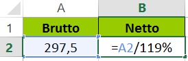 Excel Prozent Rückwärts - Formel