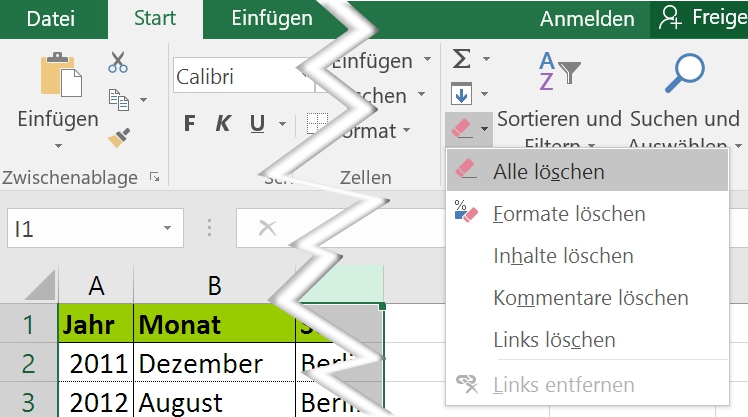 Pivot Tabelle entfernen