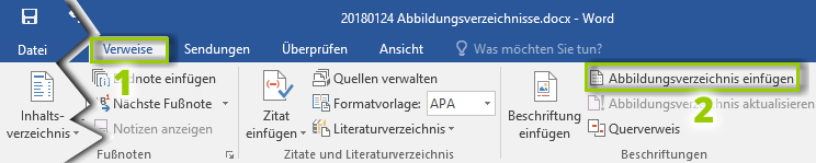 Abbildungsverzeichnis einfügen