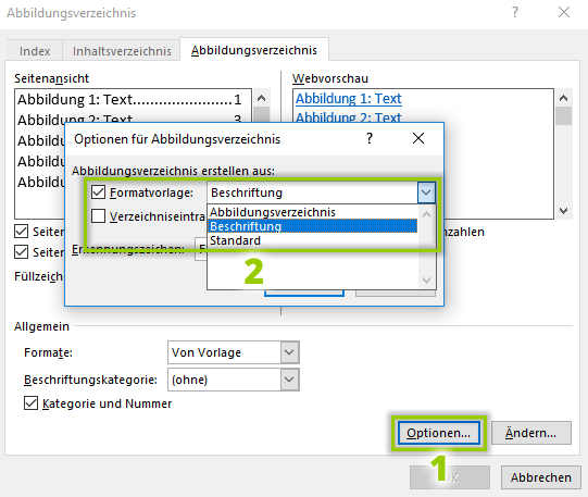 Formatvorlage auswählen