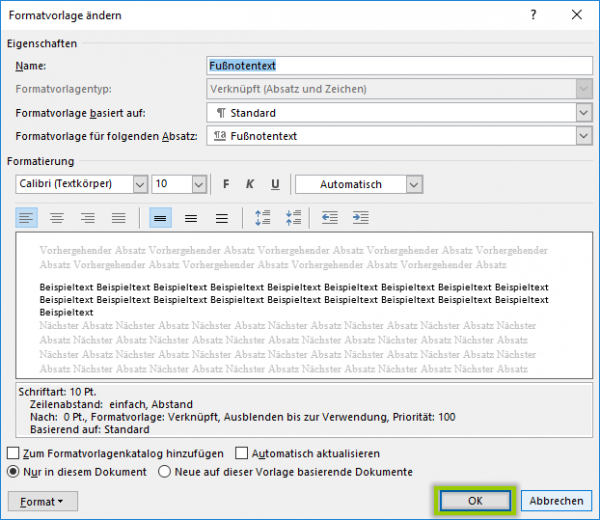 Word Fußnote und Endnote erstellen und formatieren
