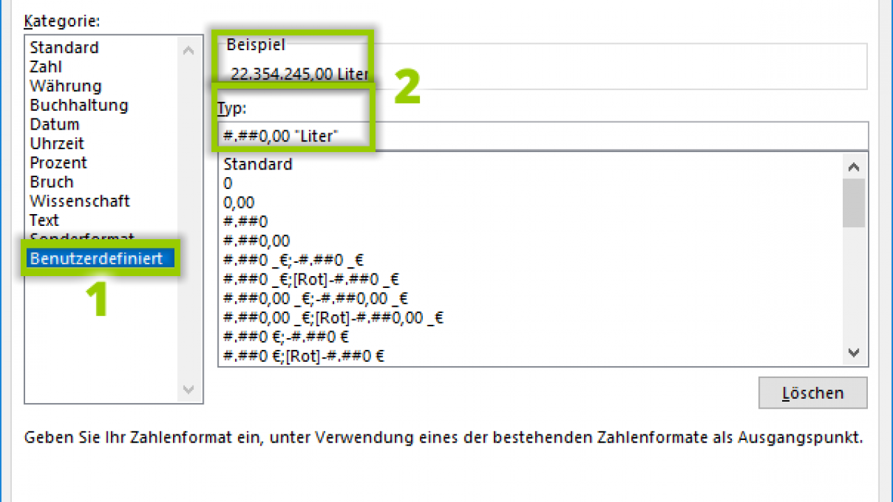 Excel Benutzerdefiniertes Zahlenformat Einrichten Fur Einheiten Z B