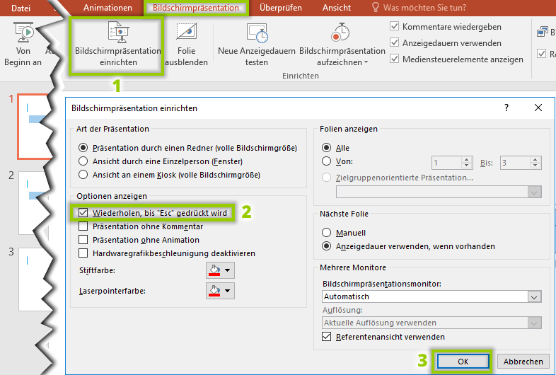 Powerpoint Endlosschleife Prasentation Unendlich Laufen Lassen