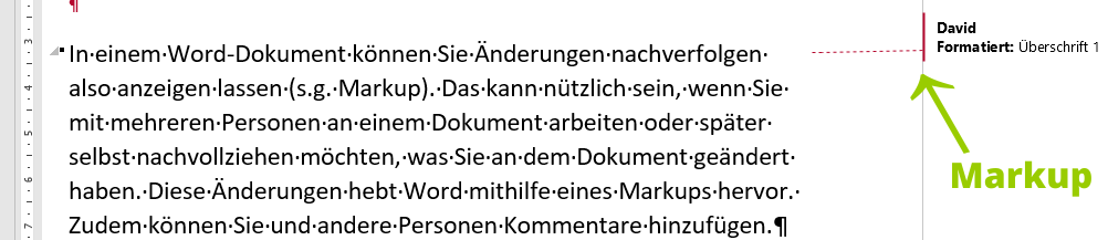 Beispiel für Word Markup
