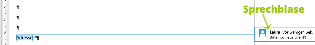 Beispiel für Word Kommentar