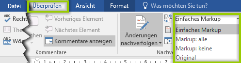 Word Markup auswählen