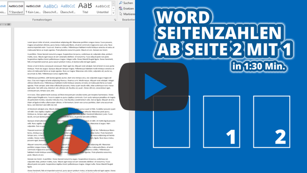 Word Seitenzahlen ab 2 mit 1 - Beitrag als Video